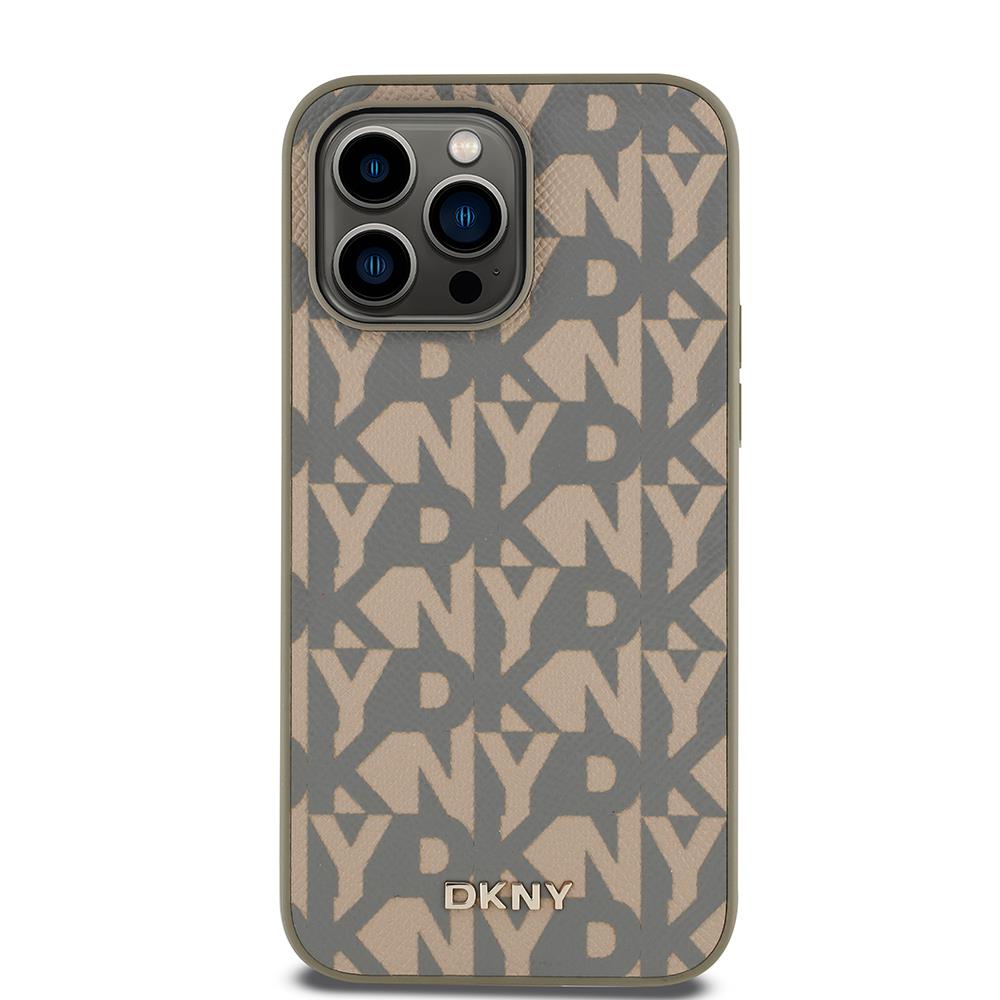 Apple iPhone 14 Pro Max Kılıf DKNY Orjinal Lisanslı M-safe Şarj Özellikli 3D Yazılı Grid Pattern Kapak