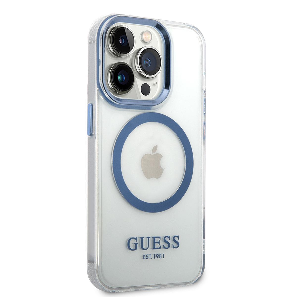 Apple iPhone 14 Pro Max Kılıf GUESS M-safe Şarj Özellikli Metal Kamera Çerçeveli Kapak