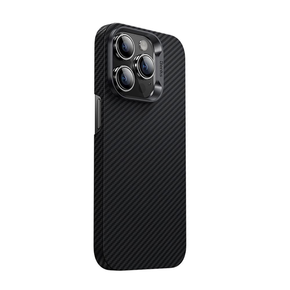 Apple iPhone 14 Pro Max Kılıf M-safe Özellikli Karbon Fiber Benks 600D Essential Kevlar Kapak
