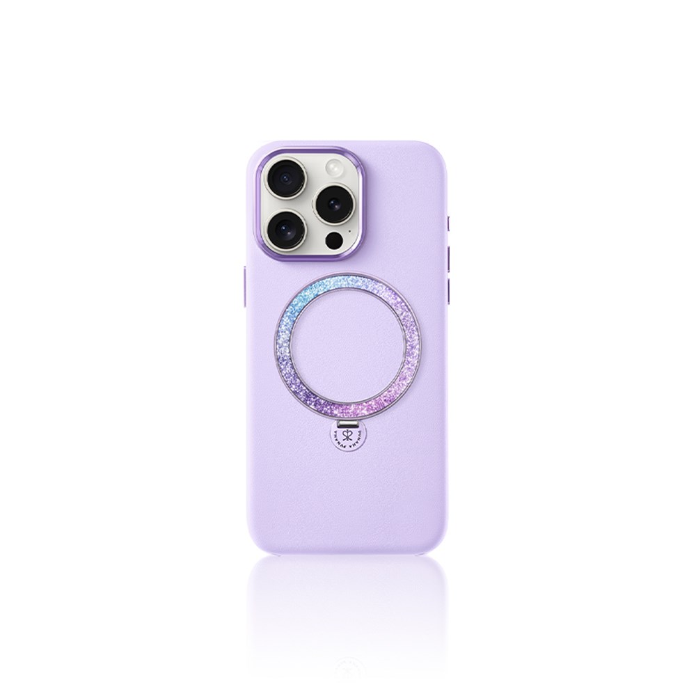 Apple iPhone 14 Pro Max Kılıf M-safe Şarj Özellikli Standlı Suni Deri Tasarımlı Pynana Dancing Circle Serisi Kapak