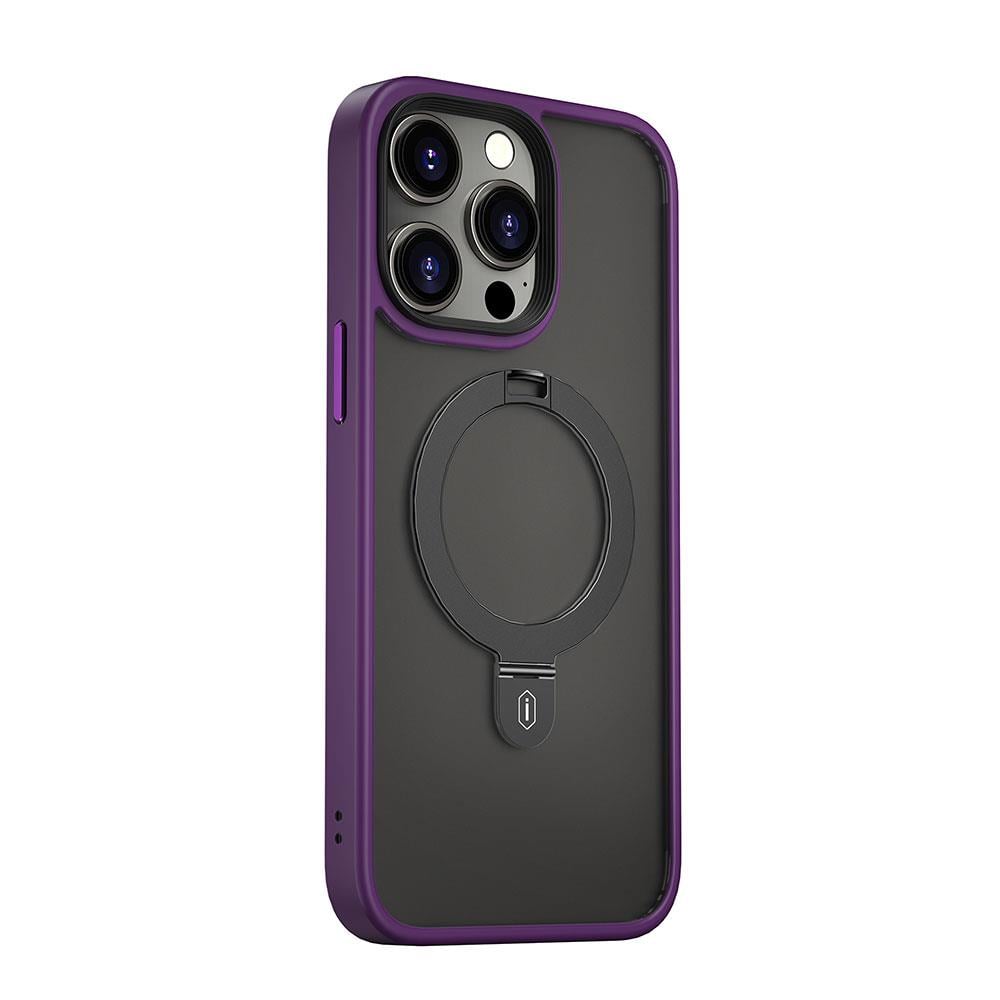 Apple iPhone 14 Pro Max Kılıf Wiwu ZMM-010 M-safe Şarj Özellikli Parmak İzi Bırakmayan Mat Transparan Standlı Kapak