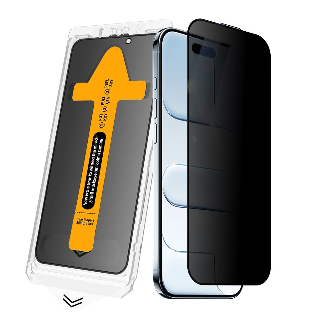 Apple iPhone 14 Pro Max Zore 2.5D Oliv Privacy Temperli Cam Ekran Koruyucu + Kolay Uygulama Aparatı