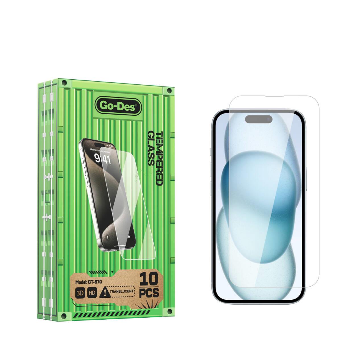 Apple iPhone 15 Go Des Parmak İzi Bırakmayan 9H Oleofobik Bom Glass Ekran Koruyucu