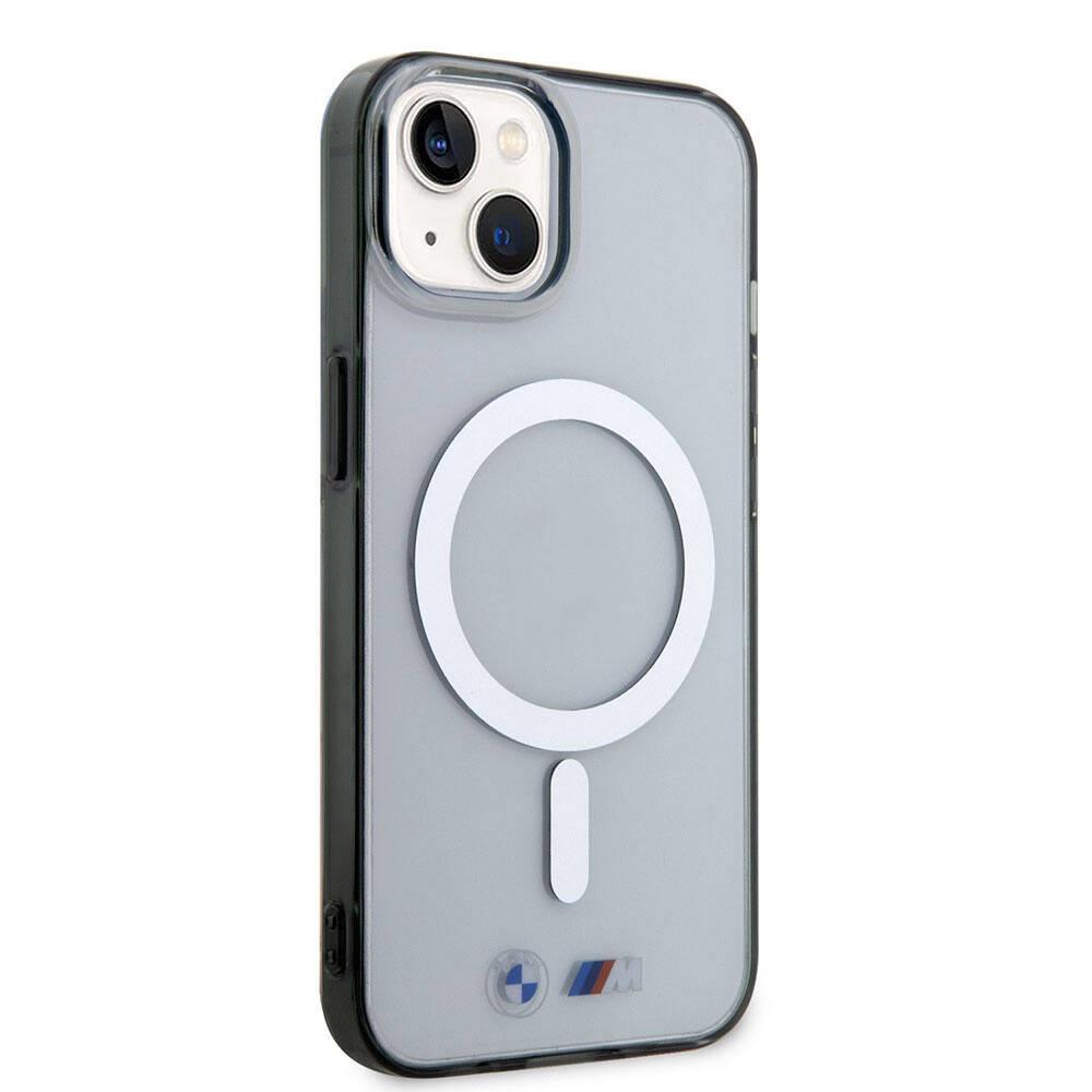 Apple iPhone 15 Kılıf BMW M-safe Şarj Özellikli Transparan Silver Ring Orjinal Lisanslı Kapak