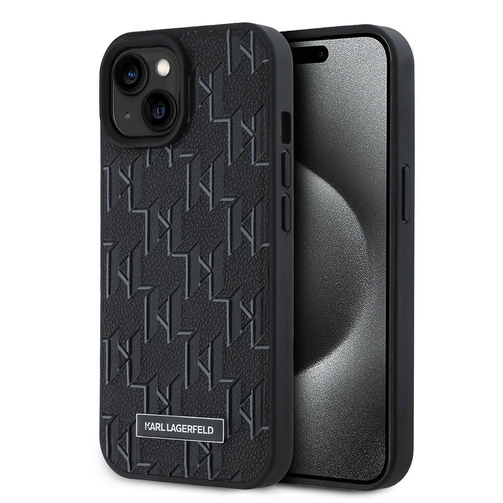 Apple iPhone 15 Kılıf Karl Lagerfeld Orjinal Lisanslı M-safe Şarj Özellikli KL Yazılı Hot Stamp Kapak