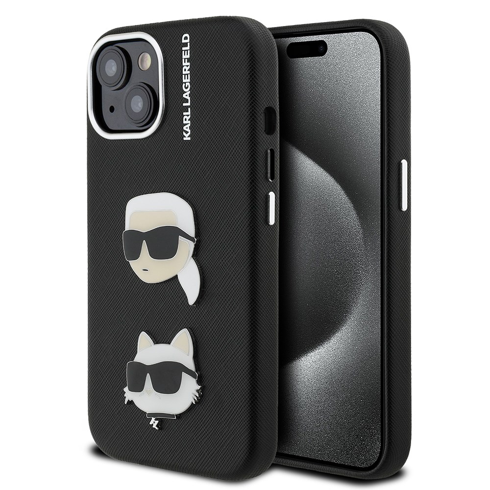 Apple iPhone 15 Kılıf Karl Lagerfeld Orjinal Lisanslı K&C Heads Pin Kapak