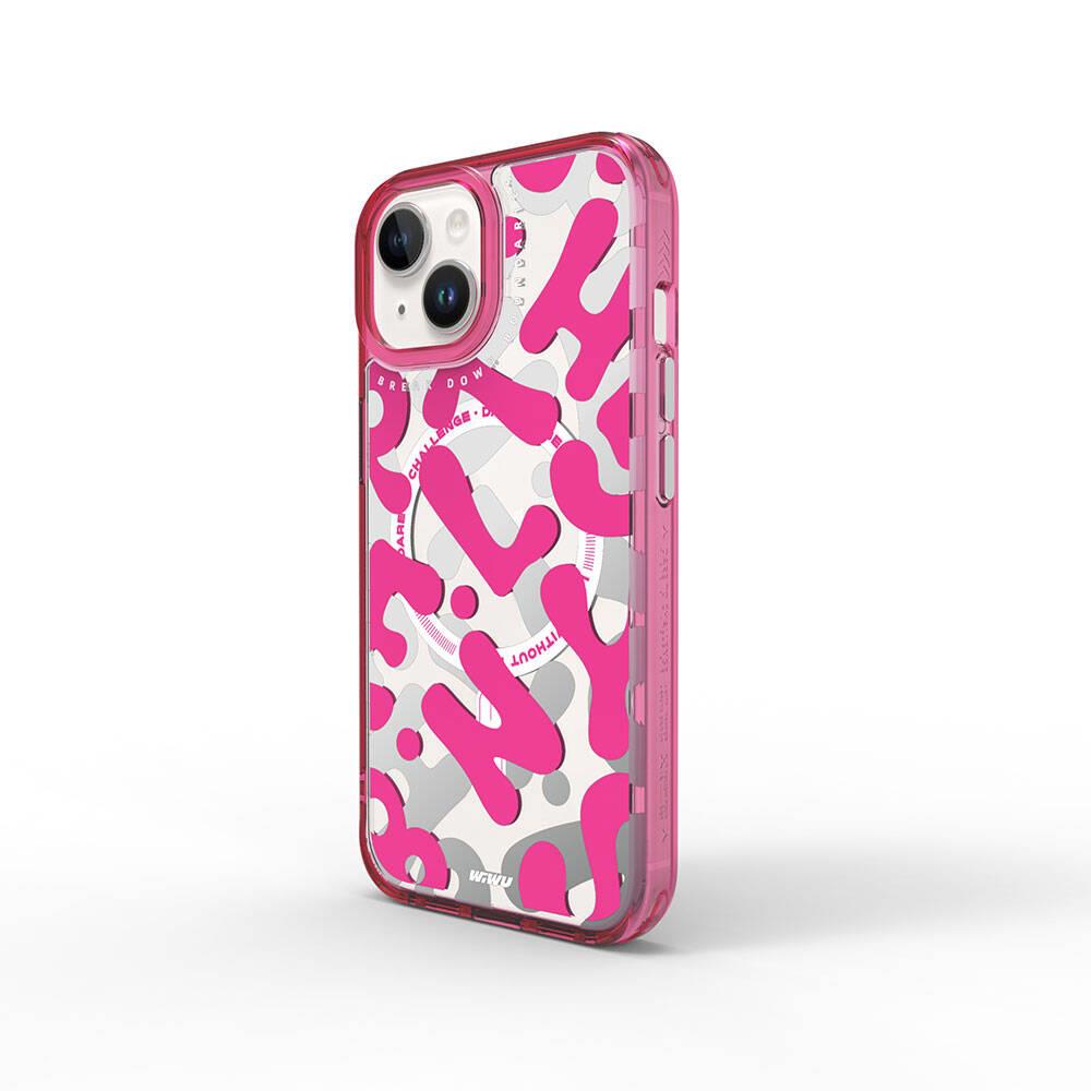 Apple iPhone 15 Kılıf M-safe Şarj Özellikli Boya Desenli Wiwu Fluorescent G Serisi Kapak