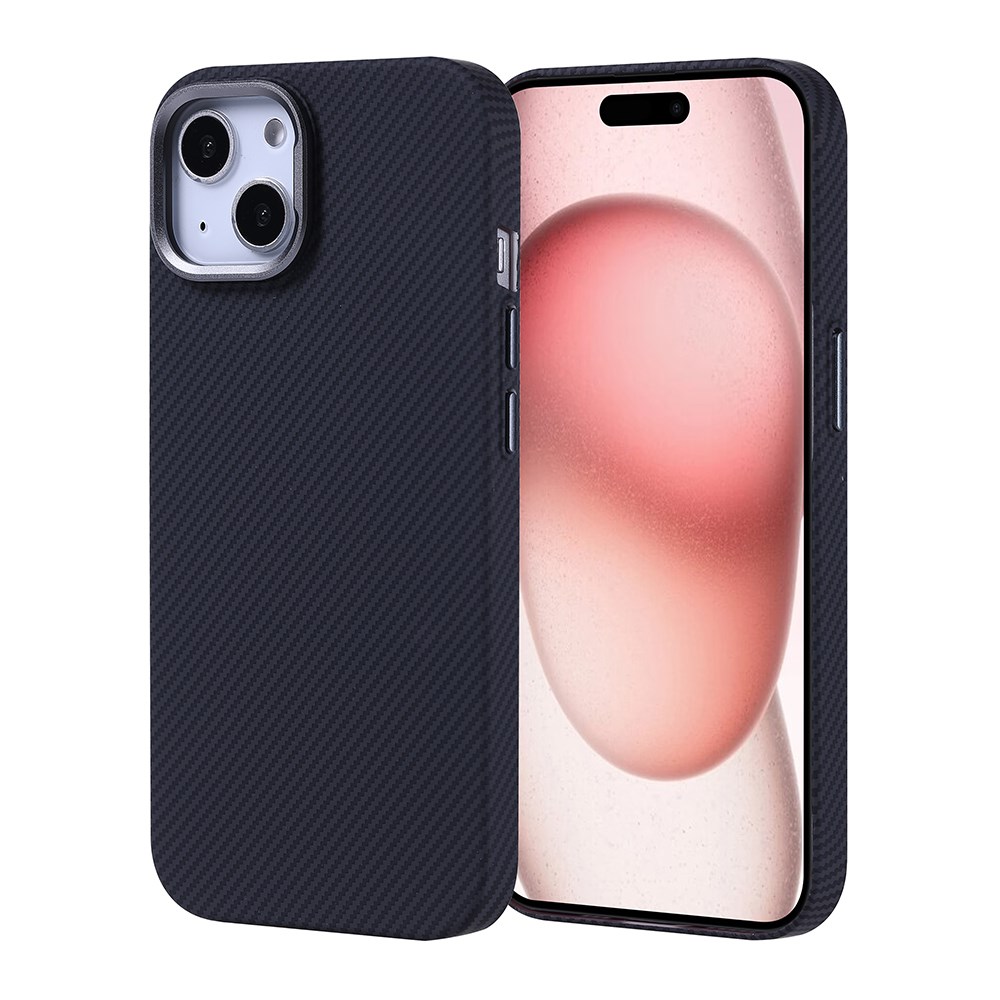 Apple iPhone 15 Kılıf M-safe Şarj Özellikli Karbon Fiber Görünümlü Zore Nekst Kapak