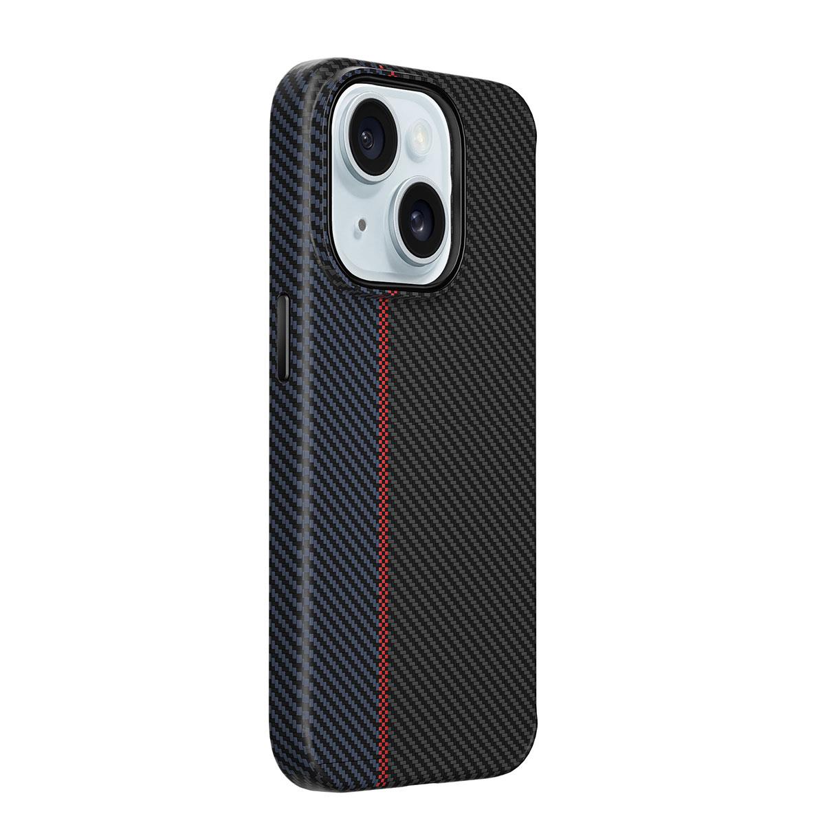 Apple iPhone 15 Kılıf Wiwu LCC-107 Karbon Fiber M-safe Şarj Özellikli Kamera Korumalı Kabon Kapak