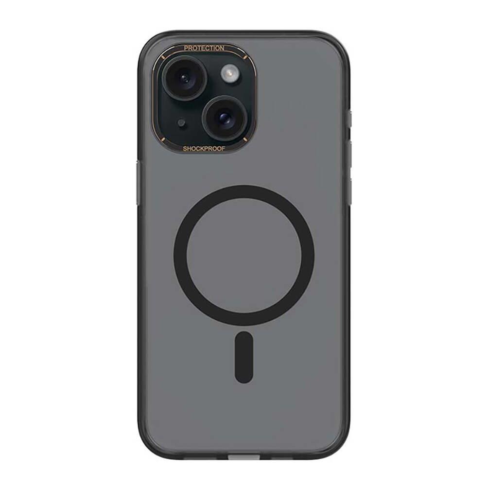 Apple iPhone 15 Plus Kılıf M-safe Şarj Özellikli Cam Arka Yüzey Recci Michelin Serisi Kapak