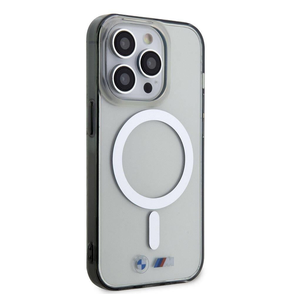 Apple iPhone 15 Pro Kılıf BMW M-safe Şarj Özellikli Transparan Silver Ring Orjinal Lisanslı Kapak