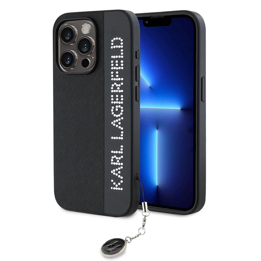 Apple iPhone 15 Pro Kılıf Karl Lagerfeld İkonik Fixed Glitter Metal Logo Orjinal Lisanslı Kapak