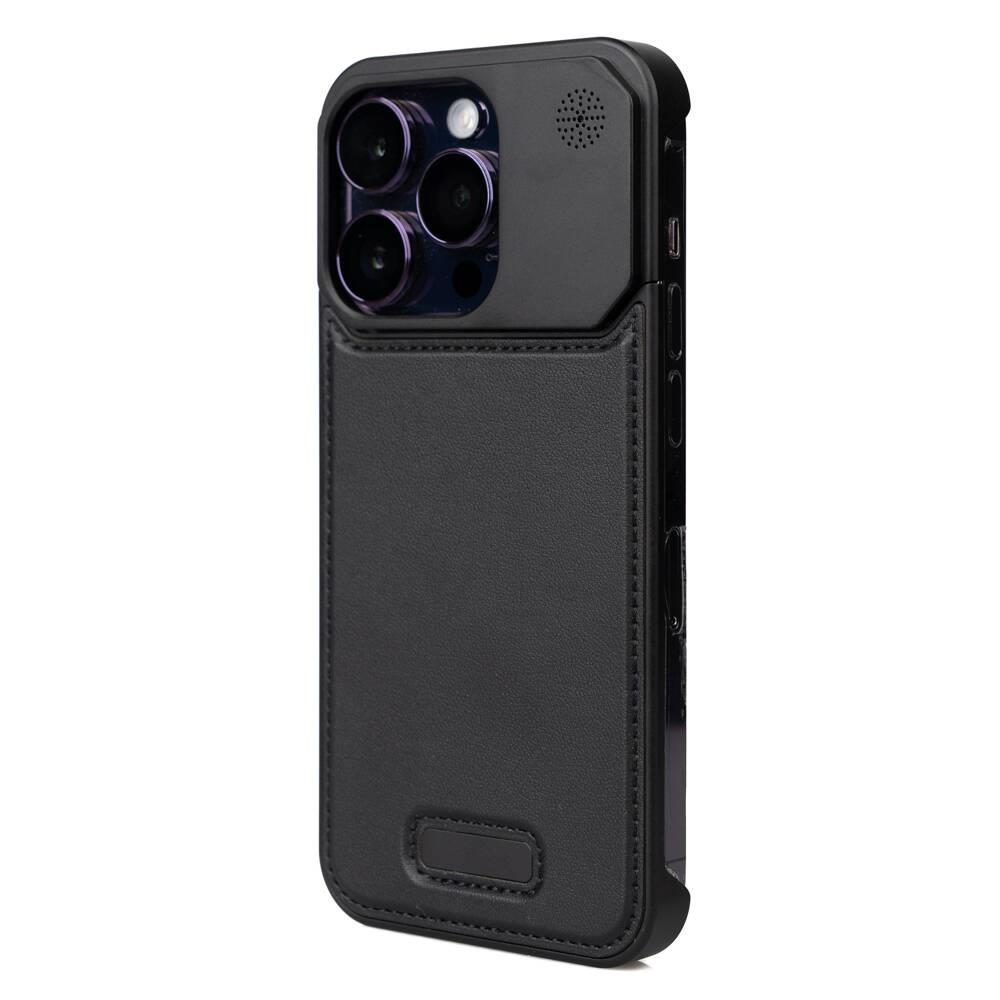 Apple iPhone 15 Pro Kılıf M-safe Şarj Özellikli Mekanizmalı Koku Hazneli Zore Mostar Kapak