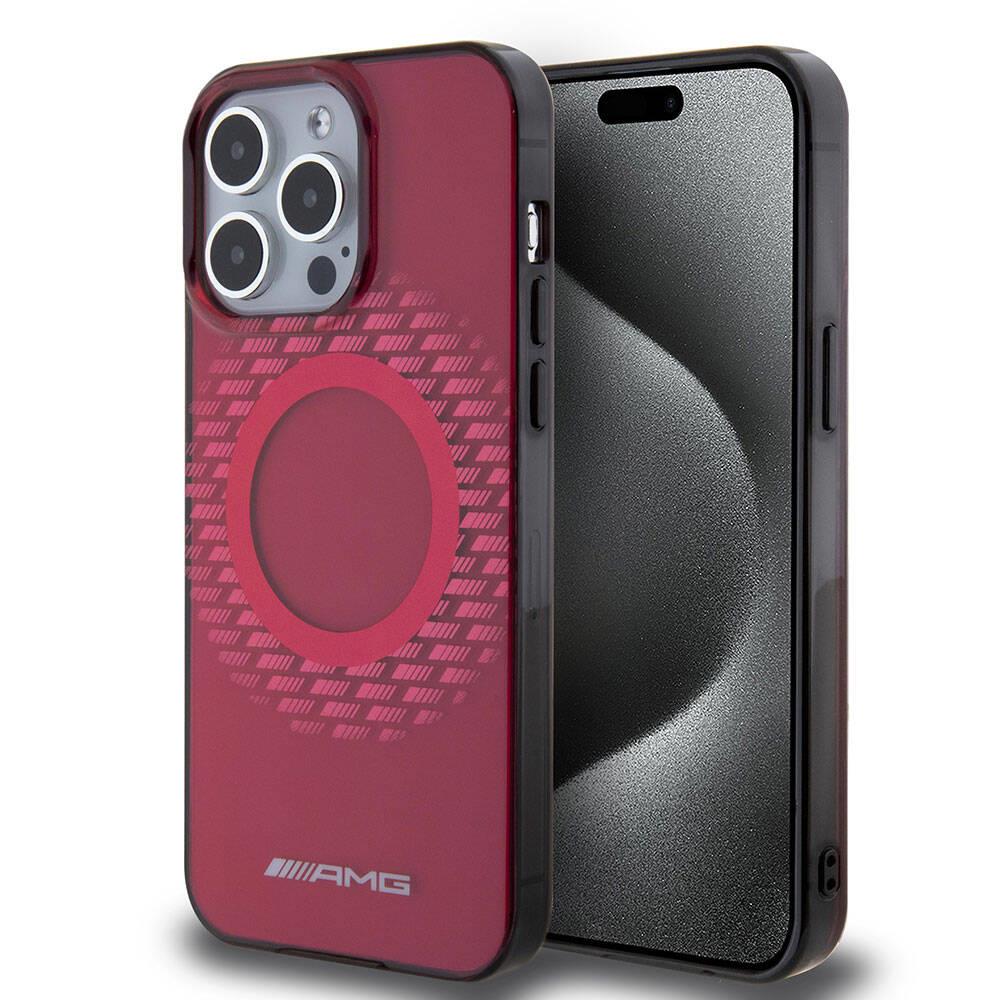 Apple iPhone 15 Pro Max Kılıf AMG Orjinal Lisanslı M-safe Şarj Özellikli Eşkenar Dörtgen Desenli Transparan Kapak