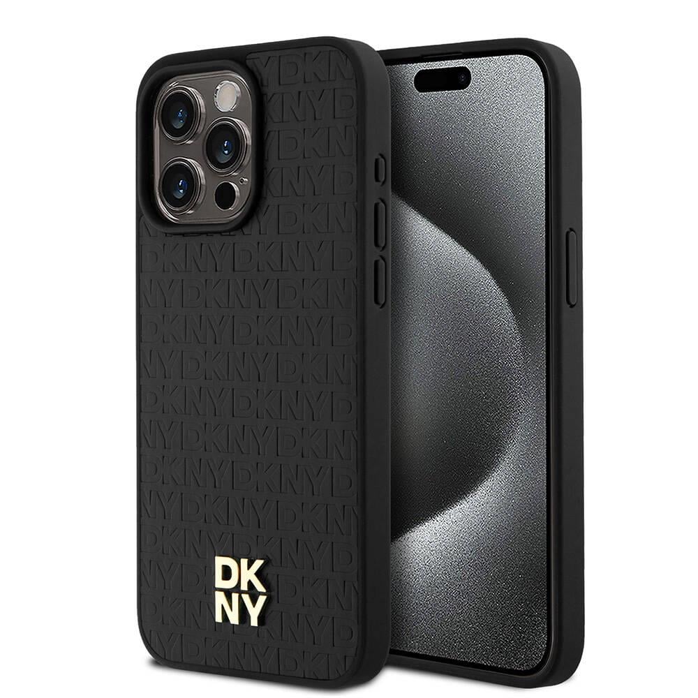 Apple iPhone 15 Pro Max Kılıf DKNY Orjinal Lisanslı M-safe Şarj Özellikli 3D Yazılı Repeat Pattern Kapak
