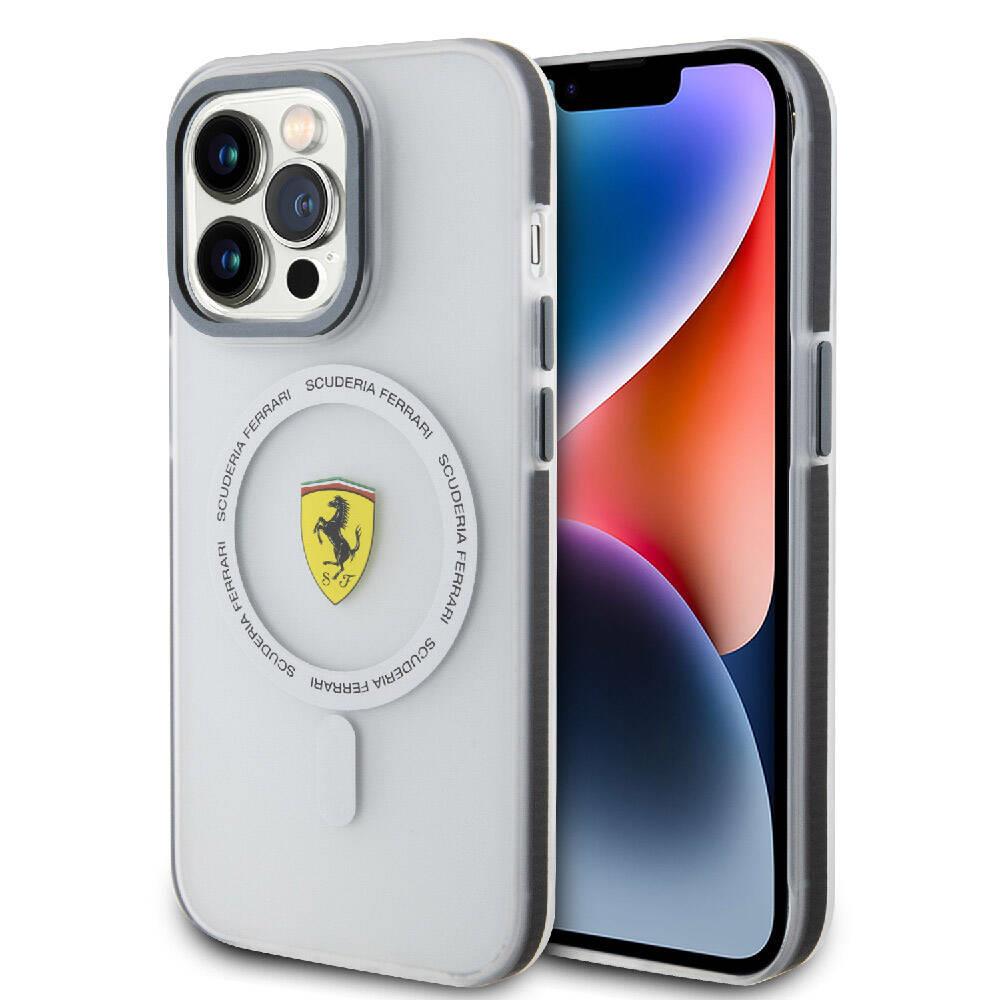 Apple iPhone 15 Pro Max Kılıf Ferrari Orjinal Lisanslı M-safe Şarj Özellikli Kontrast Bumper SF Ring Kapak