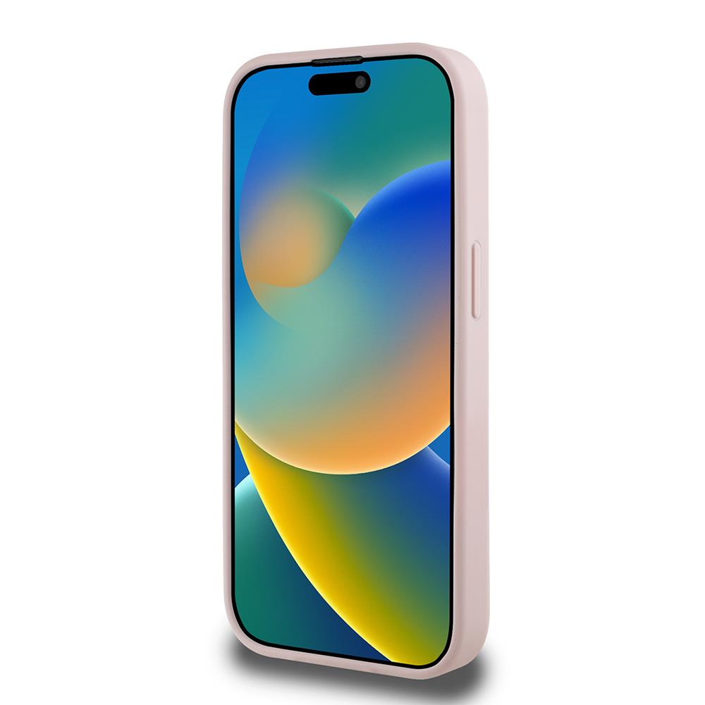 Apple iPhone 15 Pro Max Kılıf Guess Orjinal Lisanslı M-safe Şarj Özellikli Taneli Çiçek Tasarımlı Metal Yazı Logolu Kapak