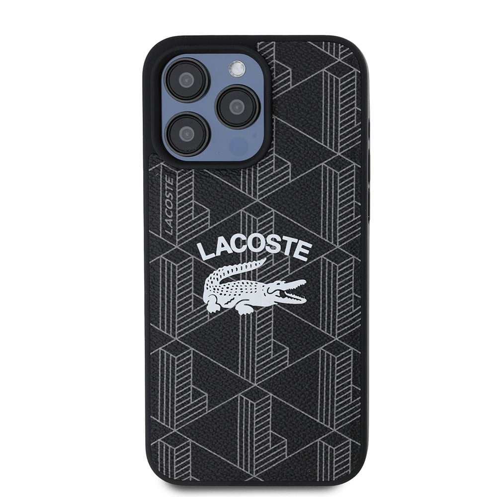 Apple iPhone 15 Pro Max Kılıf Lacoste Orjinal Lisanslı M-safe Şarj Özellikli Mono Vintage Logo Kapak