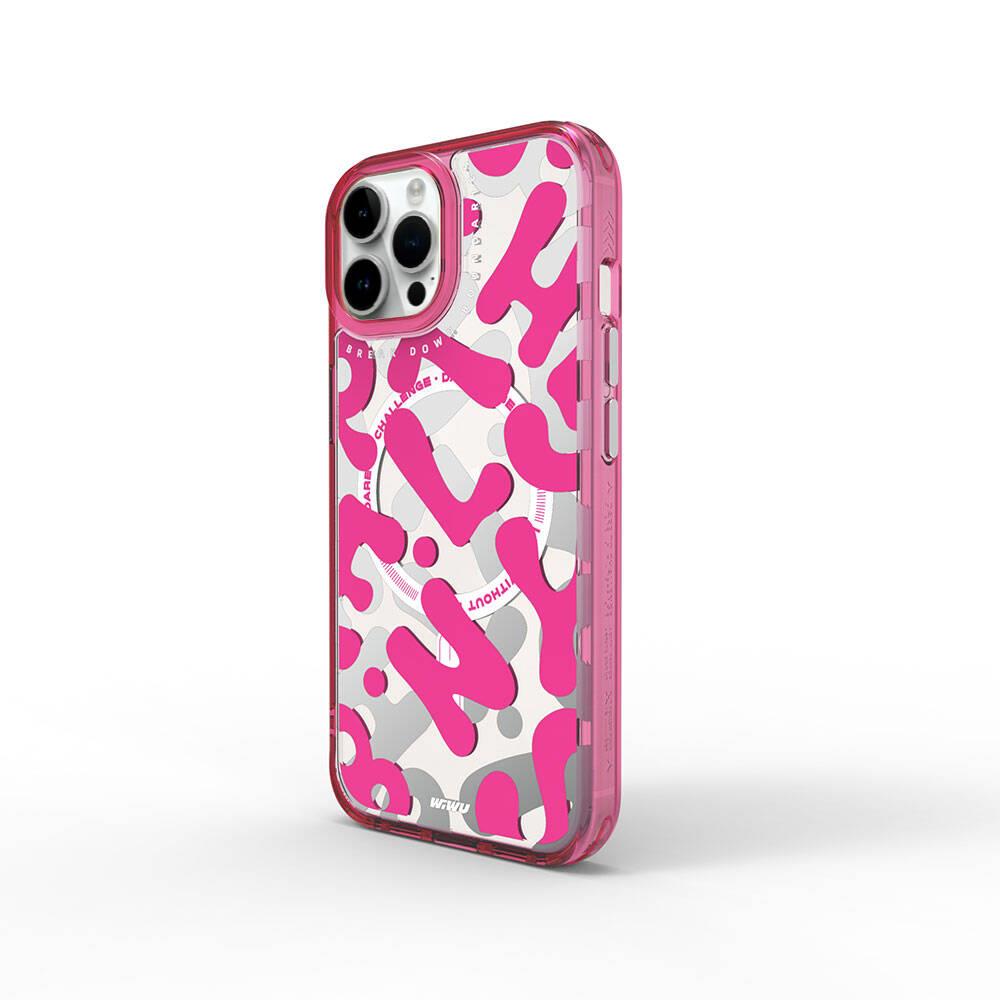 Apple iPhone 15 Pro Max Kılıf M-safe Şarj Özellikli Boya Desenli Wiwu Fluorescent G Serisi Kapak