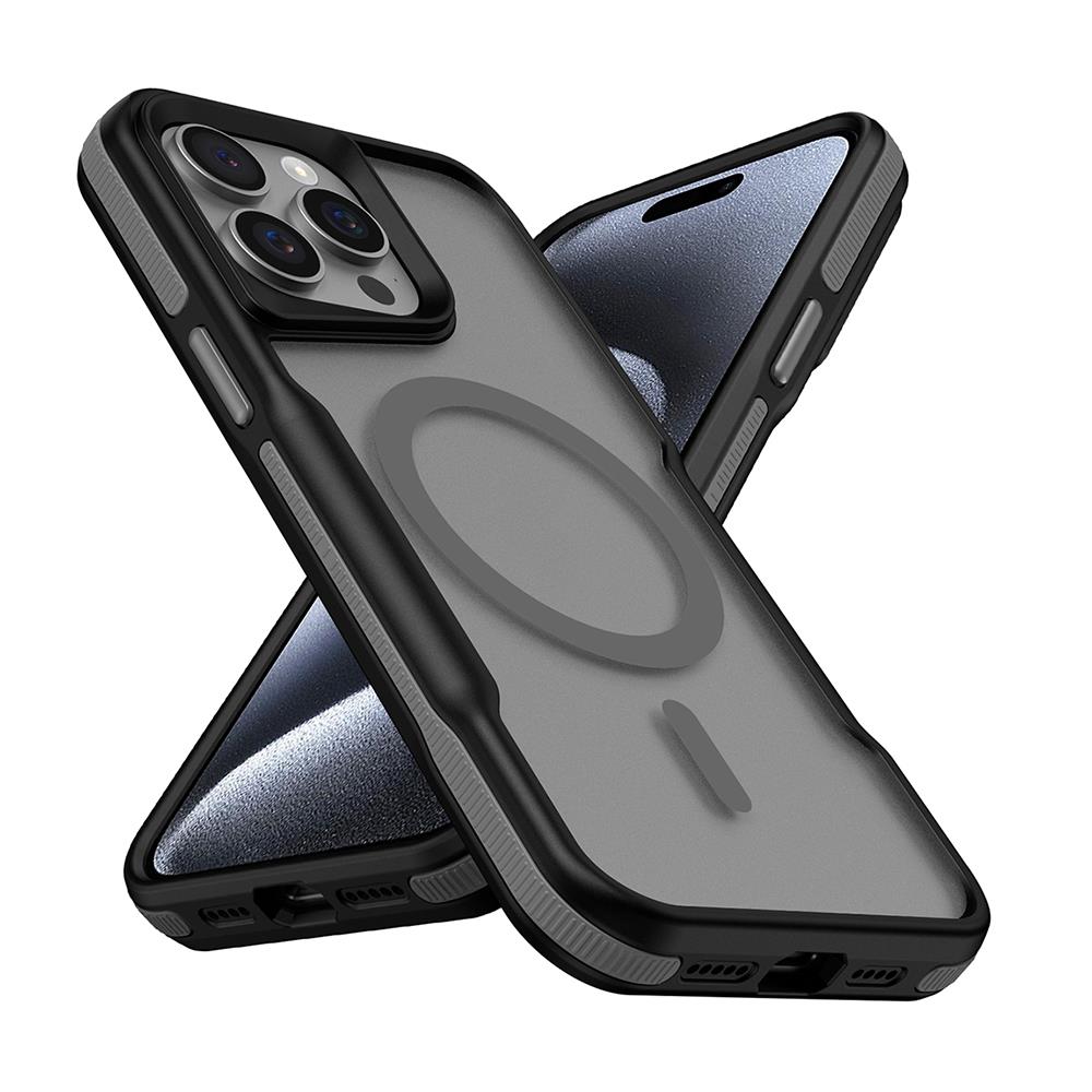 Apple iPhone 15 Pro Max Kılıf M-safe Şarj Özellikli Renkli Kenar Airbag Şeritli Zore Lamer Kapak