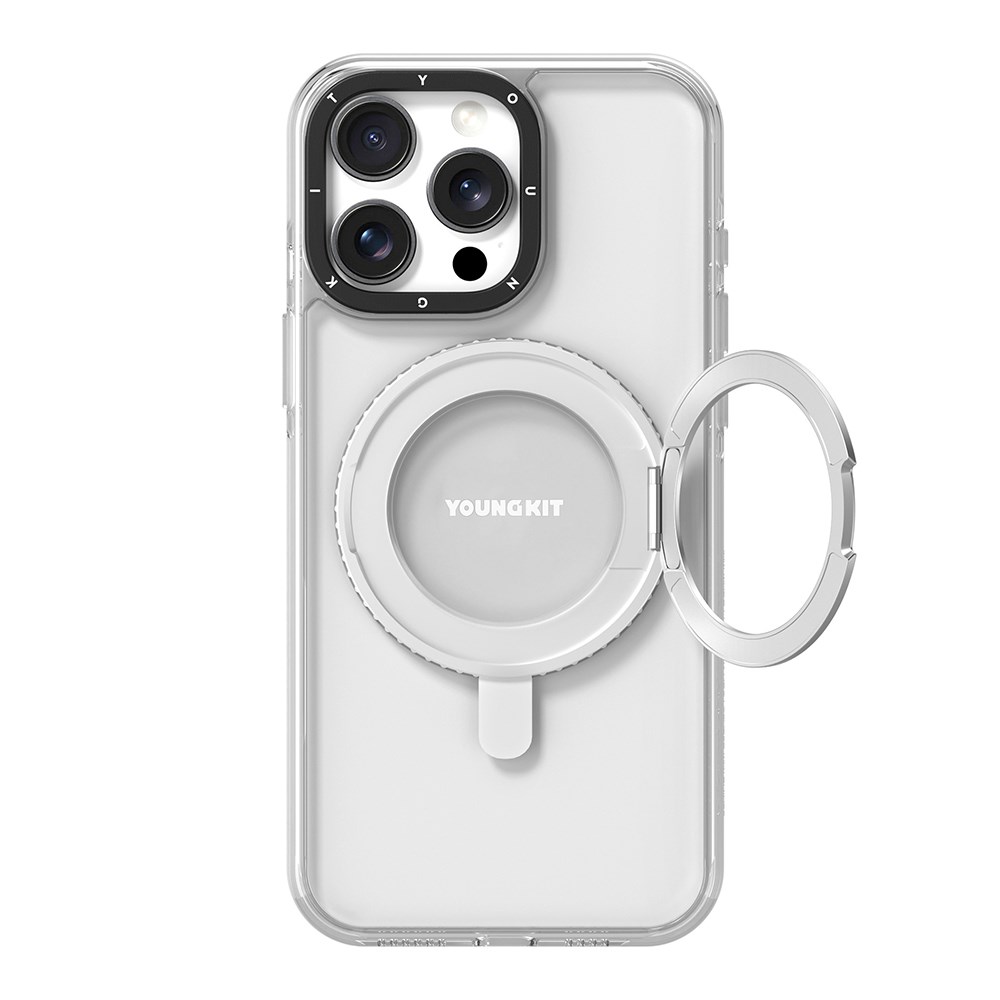 Apple iPhone 15 Pro Max Kılıf M-safe Şarj Özellikli Parmak Ring Standlı Youngkit Pivot Serisi Kapak