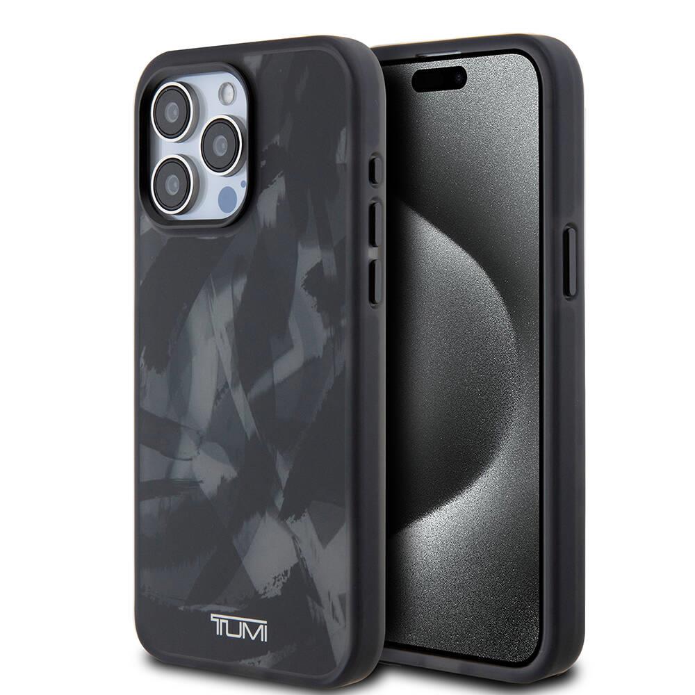 Apple iPhone 15 Pro Max Kılıf TUMI Orjinal Lisanslı M-safe Şarj Özellikli Buzlanmış Saydam Fırça Kamuflajı Desenli Kapak