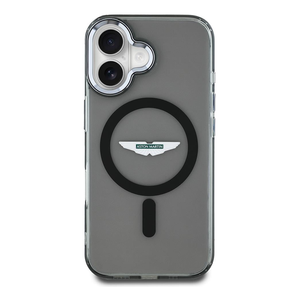 Apple iPhone 16 Kılıf Aston Martin Orjinal Lisanslı M-safe Şarj Özellikli IML Baskı Logolu Buzlu Kapak