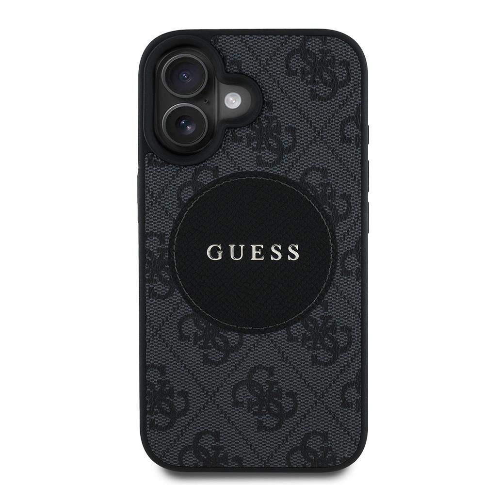 Apple iPhone 16 Kılıf Guess Orjinal Lisanslı M-safe Şarj Özellikli Yazı Logolu Circle Classic Kapak