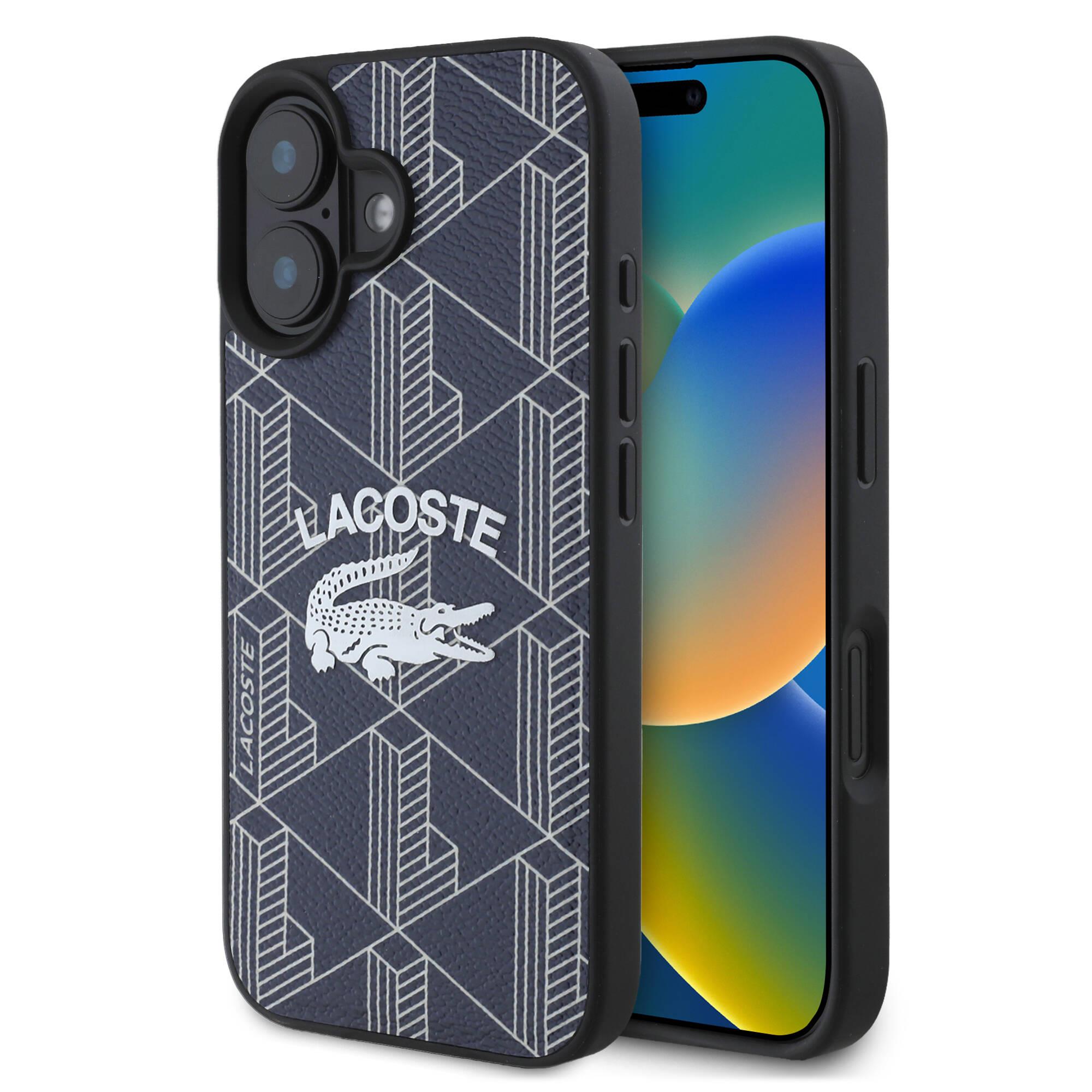 Apple iPhone 16 Kılıf Lacoste Orjinal Lisanslı M-safe Şarj Özellikli Mono Vintage Logo Kapak