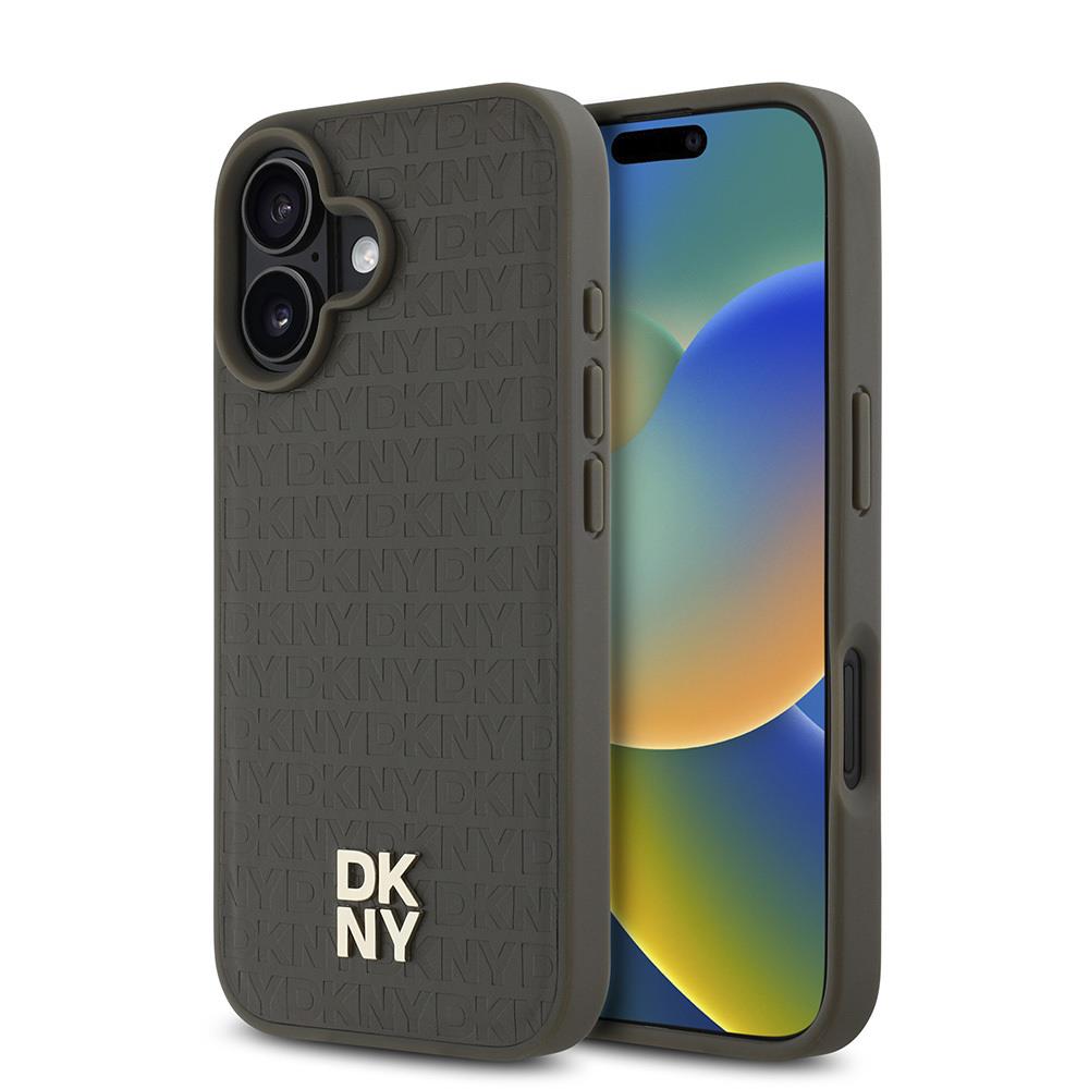 Apple iPhone 16 Plus Kılıf DKNY Orjinal Lisanslı M-safe Şarj Özellikli 3D Yazılı Repeat Pattern Kapak