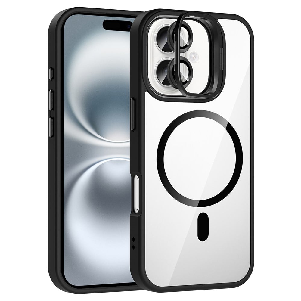 Apple iPhone 16 Plus Kılıf Standlı ve Kamera Lens Hediyeli M-Safe Şarj Özellikli Zore Etro Kapak