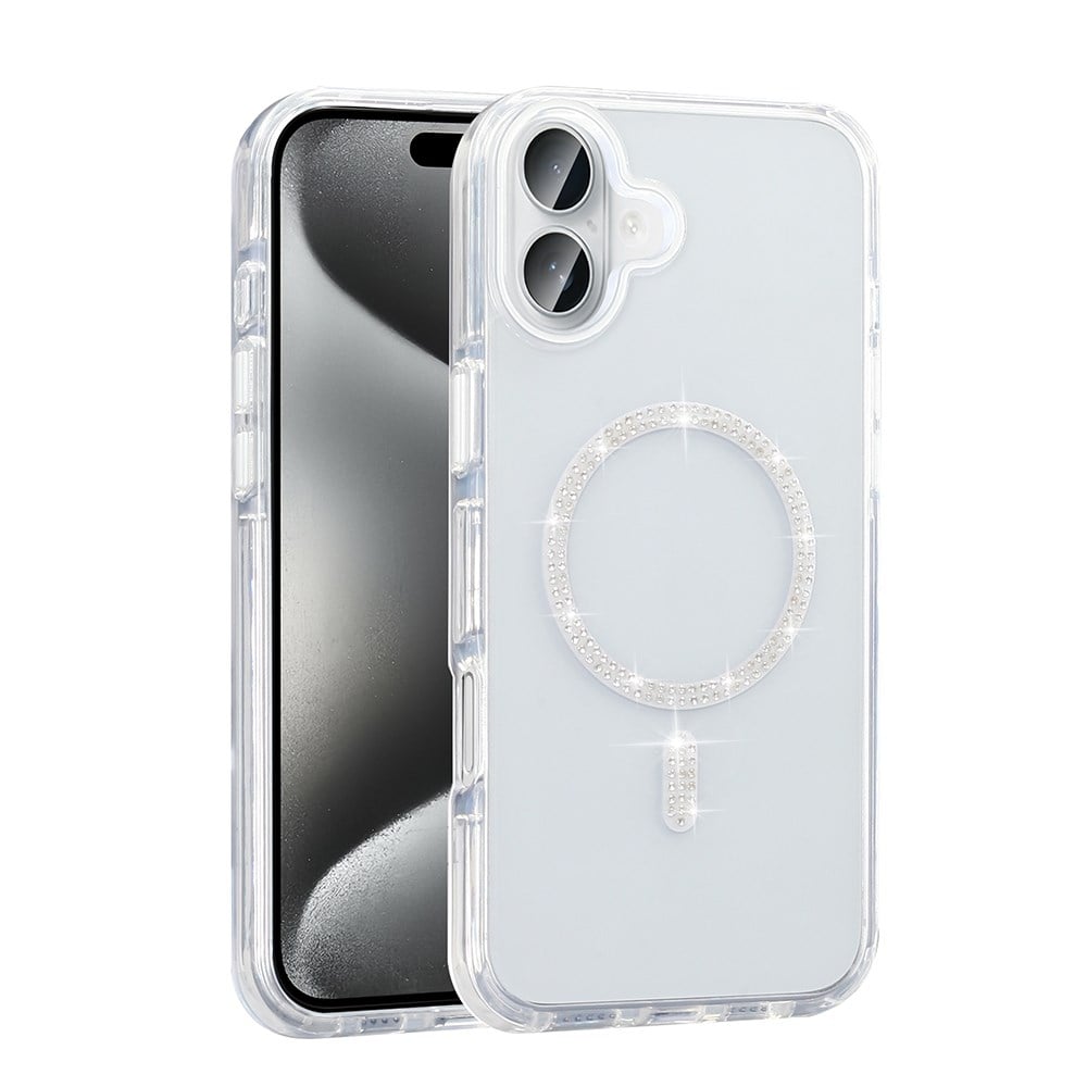 Apple iPhone 16 Plus Kılıf Taşlı Tasarım M-safe Şarj Özellikli Zore Koment Silikon Kapak