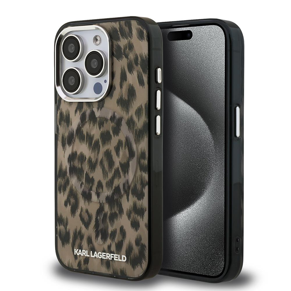 Apple iPhone 16 Pro Kılıf Karl Lagerfeld Orjinal Lisanslı IML Leopar Baskılı Kapak