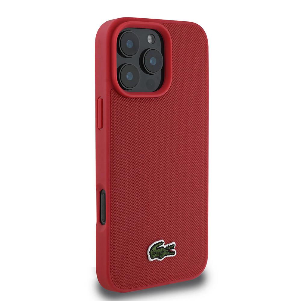 Apple iPhone 16 Pro Kılıf Lacoste Orjinal Lisanslı M-safe Şarj Özellikli IML Baskılı Gümüş Timsah Logolu Monogram Kapak