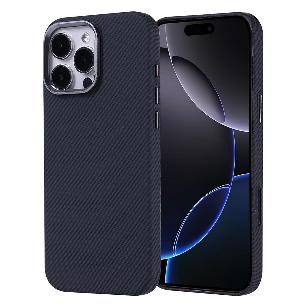 Apple iPhone 16 Pro Kılıf M-safe Şarj Özellikli Karbon Fiber Görünümlü Zore Nekst Kapak