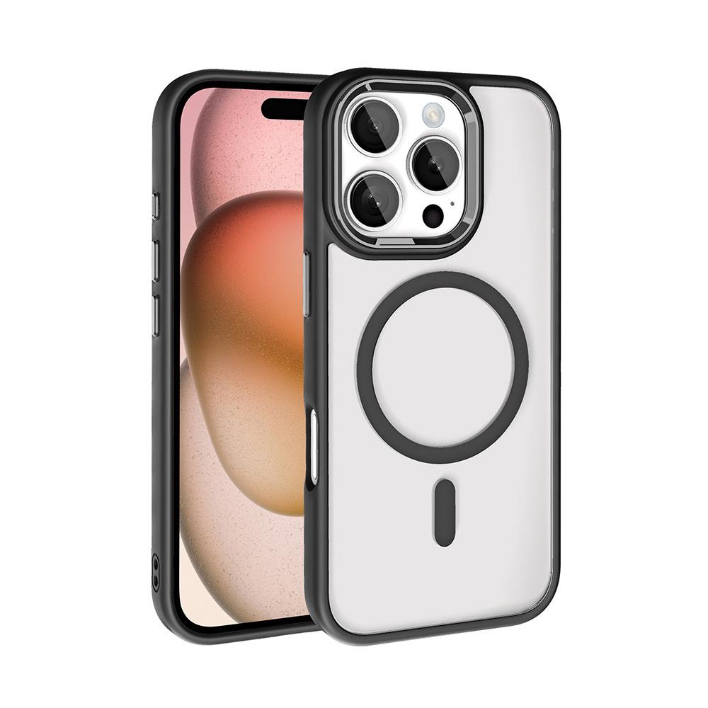 Apple iPhone 16 Pro Kılıf Wireless Şarj Özellikli Zore Krom M-safe Silikon Kapak