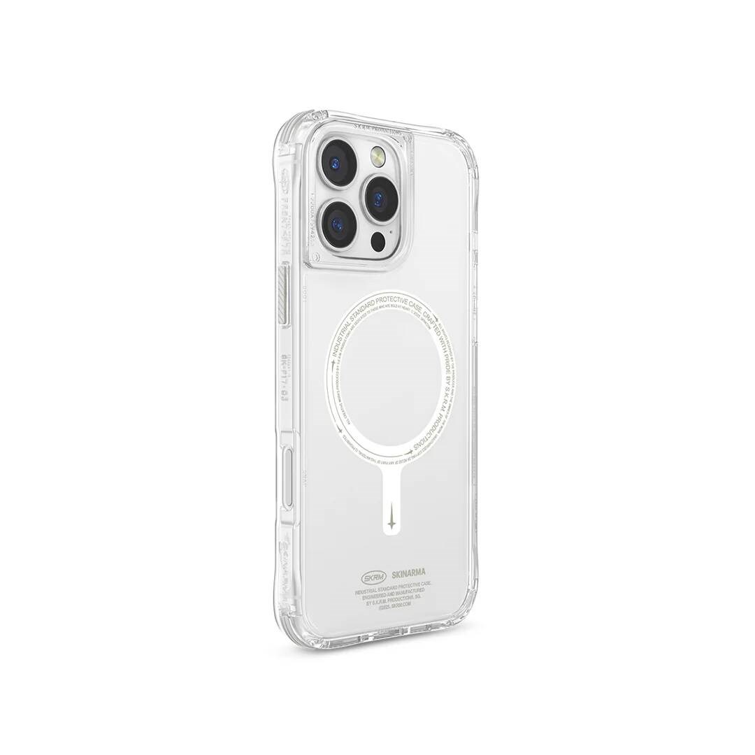 Apple iPhone 16 Pro Max Kılıf M-safe Şarj Özellikli Şeffaf Airbag Tasarımlı Skinarma Saido Nightglow Kapak