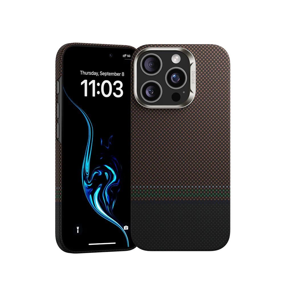 Apple iPhone 16 Pro Max Kılıf M-safe Şarj Özellikli Karbon Fiber Tasarımlı Benks Prestige ArmorAir Kevlar Kapak