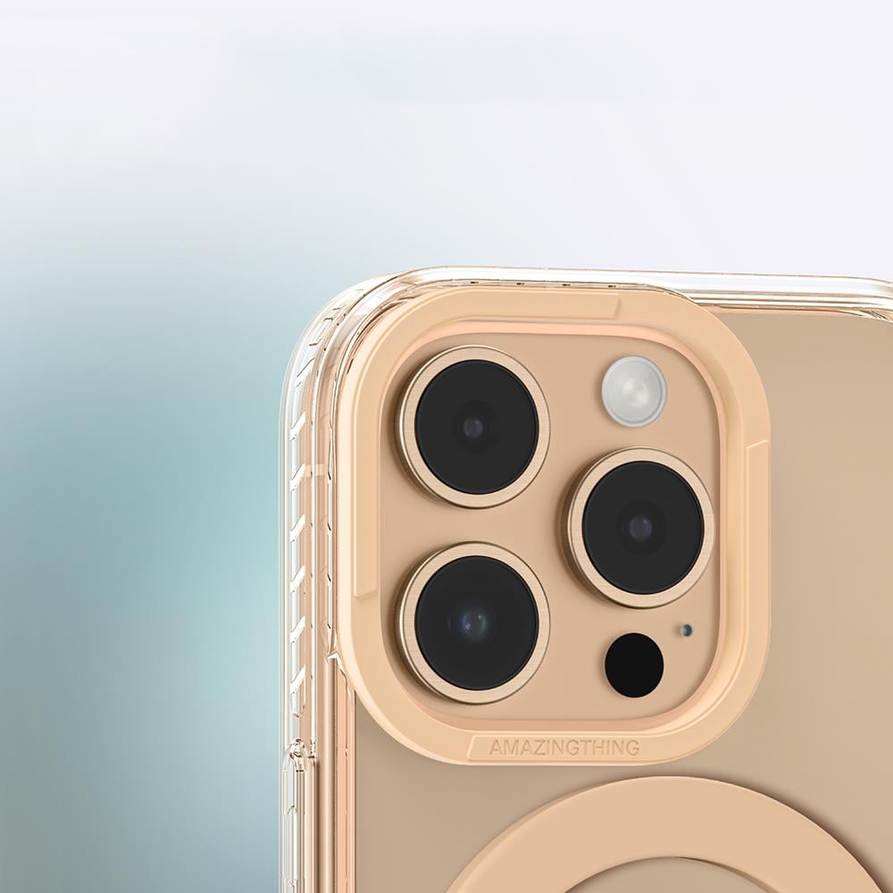 Apple iPhone 16 Pro Max Kılıf M-safe Şarj Özellikli Grip 3 Standlı Aramid Fiber Pitaka Tactile Woven Sunset-Moonrise Serisi Sunset Kapak