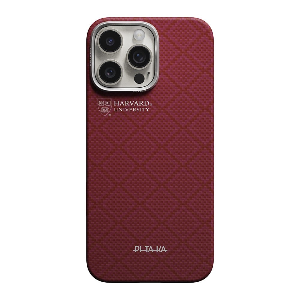 Apple iPhone 16 Pro Max Kılıf M-safe Şarj Özellikli Aramid Fiber Pitaka Harvard University Serisi Kapak