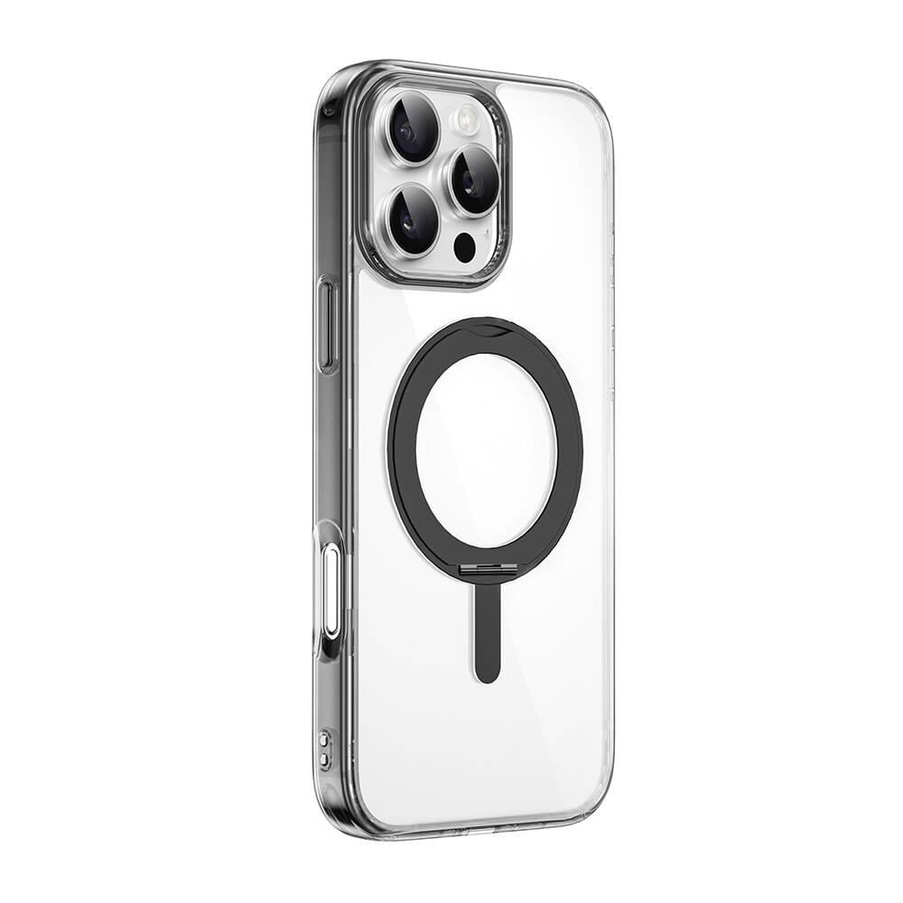 Apple iPhone 16 Pro Max Kılıf Wiwu MCC-201 iShield Ultra Serisi M-safe Şarj Özellikli Standlı Crystal Sert PC Kapak