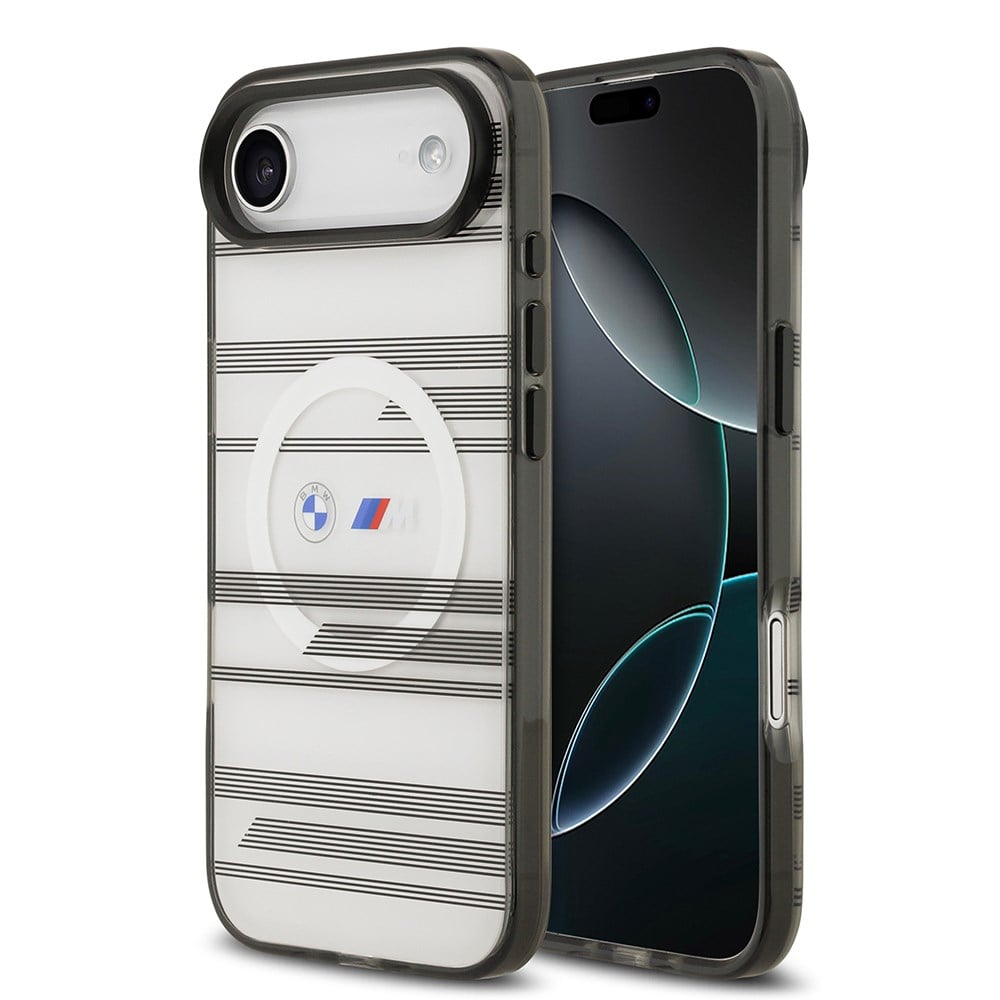 Apple iPhone 17 Air Kılıf BMW Orjinal Lisanslı M-safe Şarj Özellikli Metal Kamera Butonlu Yatay Şeritli M Dizayn Kapak