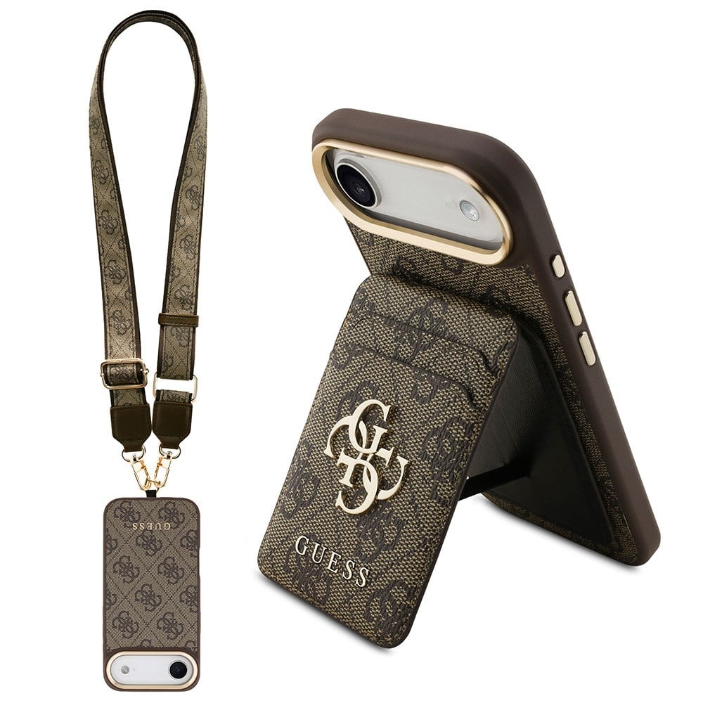 Apple iPhone 17 Air Kılıf Guess Orjinal Lisanslı M-safe Şarj Özellikli Askılı ve 4G Logo Kartlıklı Kapak