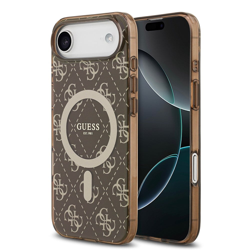 Apple iPhone 17 Air Kılıf Guess Orjinal Lisanslı M-safe Şarj Özellikli IML Baskılı Klasik Logolu 4G Desenli Kapak