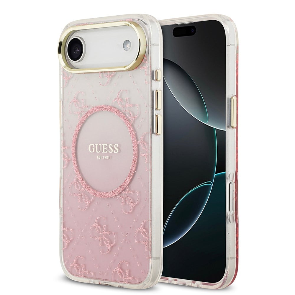 Apple iPhone 17 Air Kılıf Guess Orjinal Lisanslı M-safe Şarj Özellikli 4G Desenli Simli Silikon Kapak