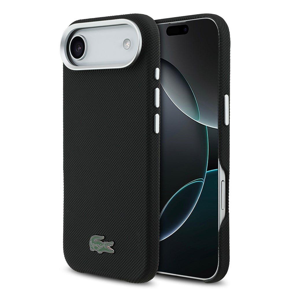Apple iPhone 17 Air Kılıf Lacoste Orjinal Lisanslı M-Safe Şarj Özellikli PVC Pike Desenli Arka Yüzey İkonik Timsah Dokuma Logolu Kapak