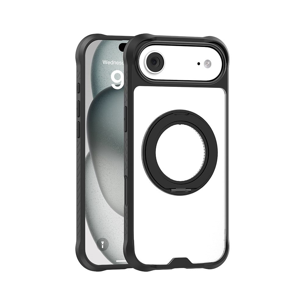 Apple iPhone 17 Air Kılıf M-safe Şarj Özellikli Parmak Ring Standlı Airbag Tasarımlı Mutural Obsidian Serisi Kapak