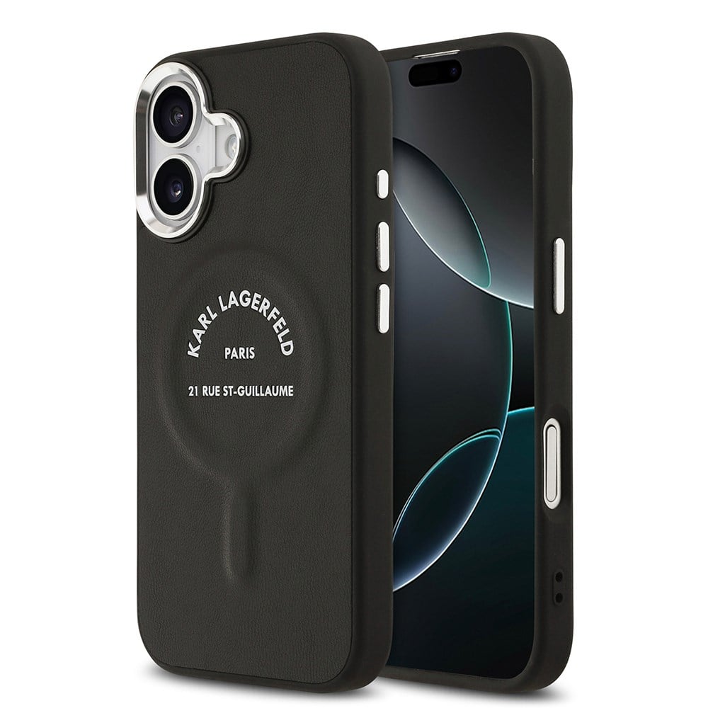 Apple iPhone 17 Kılıf Karl Lagerfeld Orjinal Lisanslı M-safe Şarj Özellikli Metal Kamera ve Buton Tasarımlı Paris RSG PU Deri Kapak