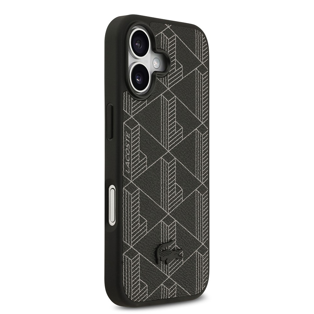 Apple iPhone 17 Kılıf Lacoste Orjinal Lisanslı M-safe Şarj Özellikli PU Deri Tasarımlı Kartlıklı Karışık Monogram Desenli Kapak