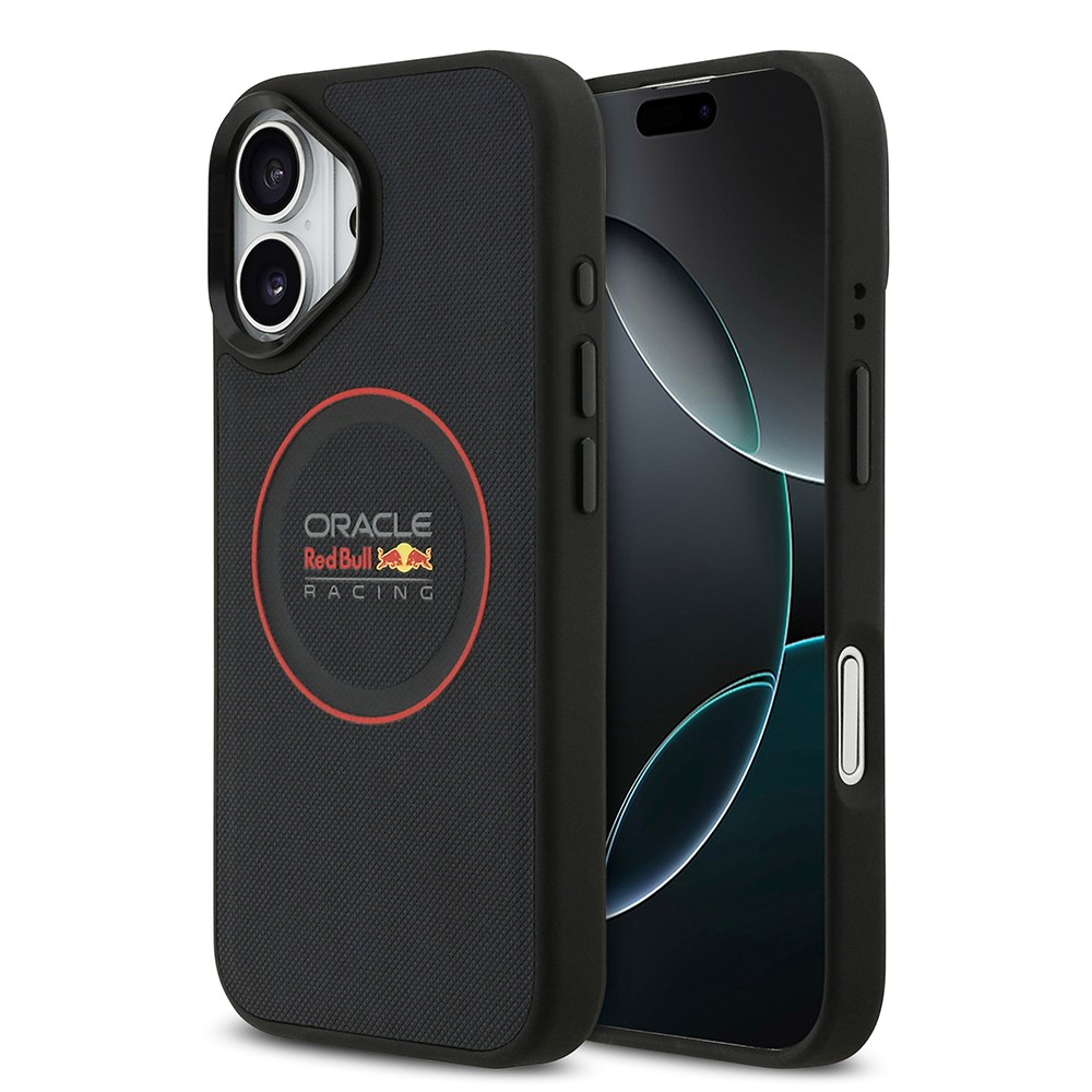 Apple iPhone 17 Kılıf Redbull Orjinal Lisanslı M-safe Şarj Özellikli Kırmızı Halka ve Logo Kabartmalı PU Deri Kapak